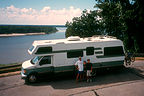 RV poised to cross the mightly Mississippi River RV poised to cross the mightly Mississippi River