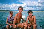 Herb and the boys on blowup boat in Heron Lake Herb and the boys on blowup boat in Heron Lake